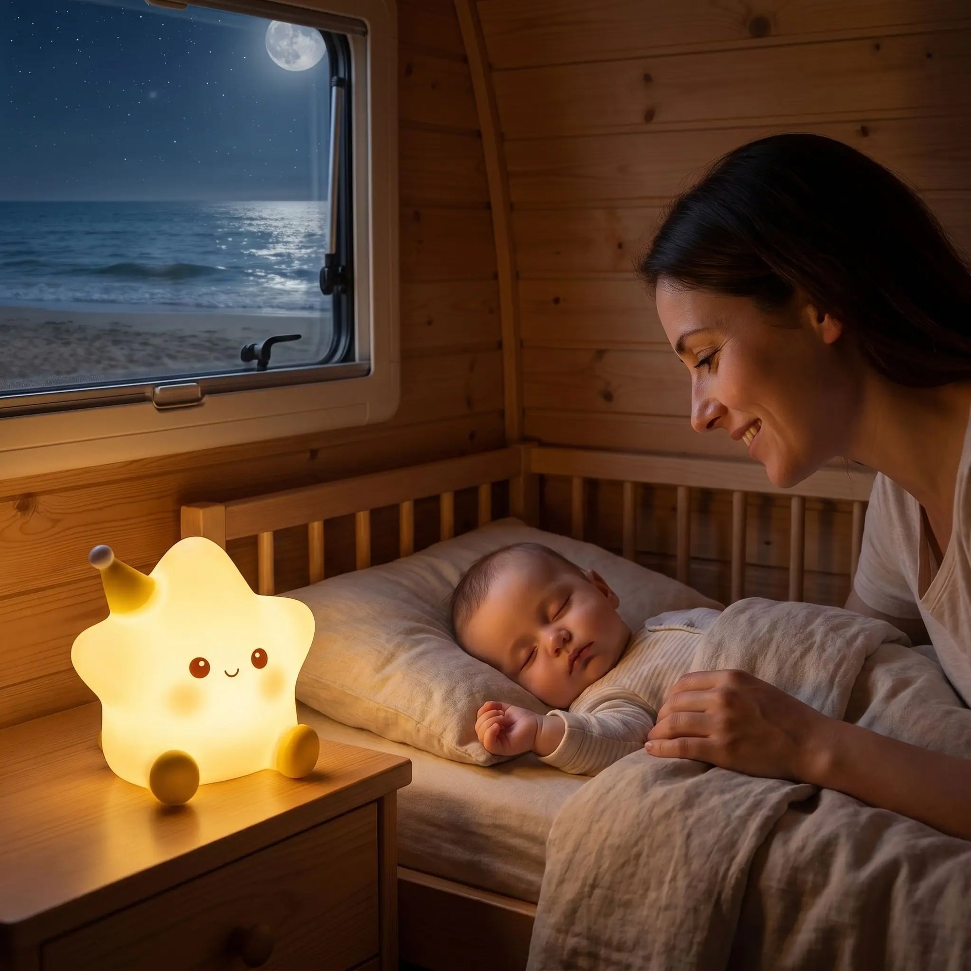 Veilleuse étoile bebe nomade apaisante blanc transportable
