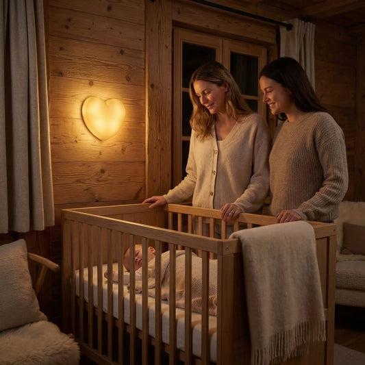 Veilleuse murale bebe cœur doux jaune rassurante chaleureuse réconfortante capteur lumiere