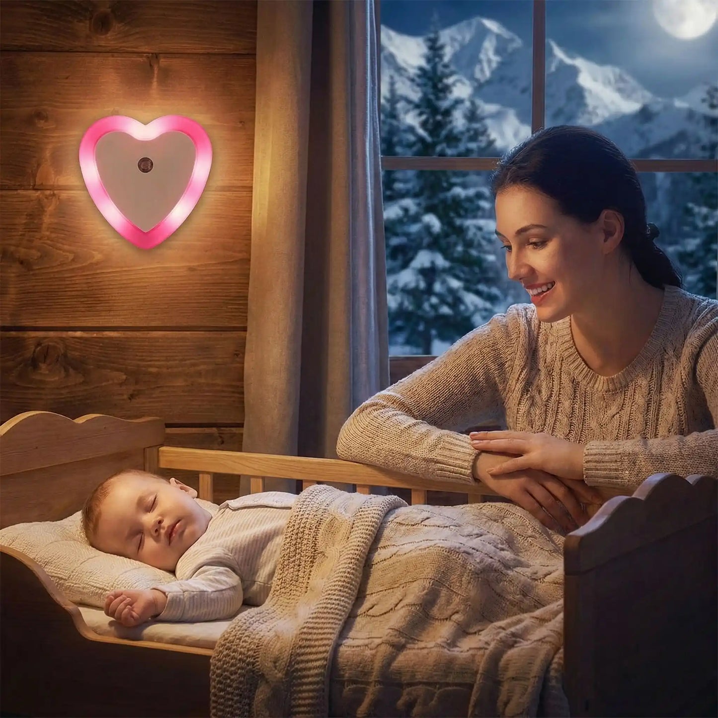 Veilleuse murale bebe cœur tendre sécuritaire