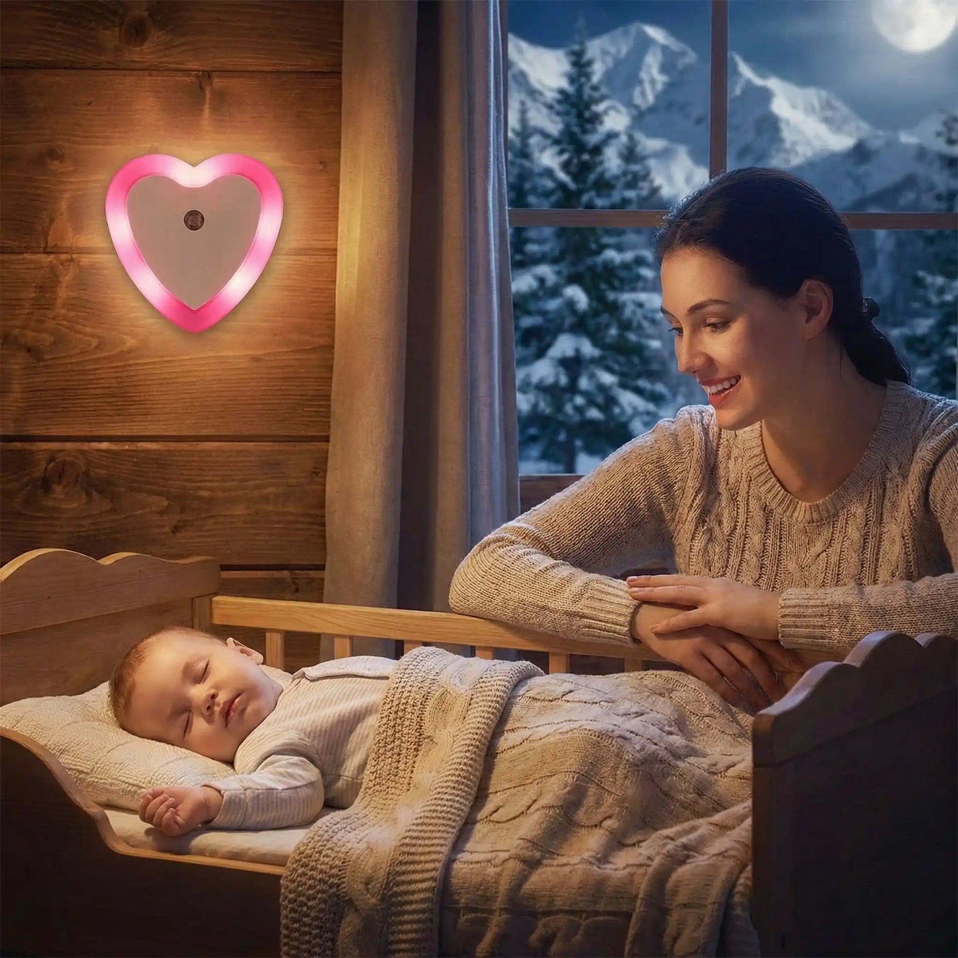 Veilleuse murale bebe cœur tendre sécuritaire