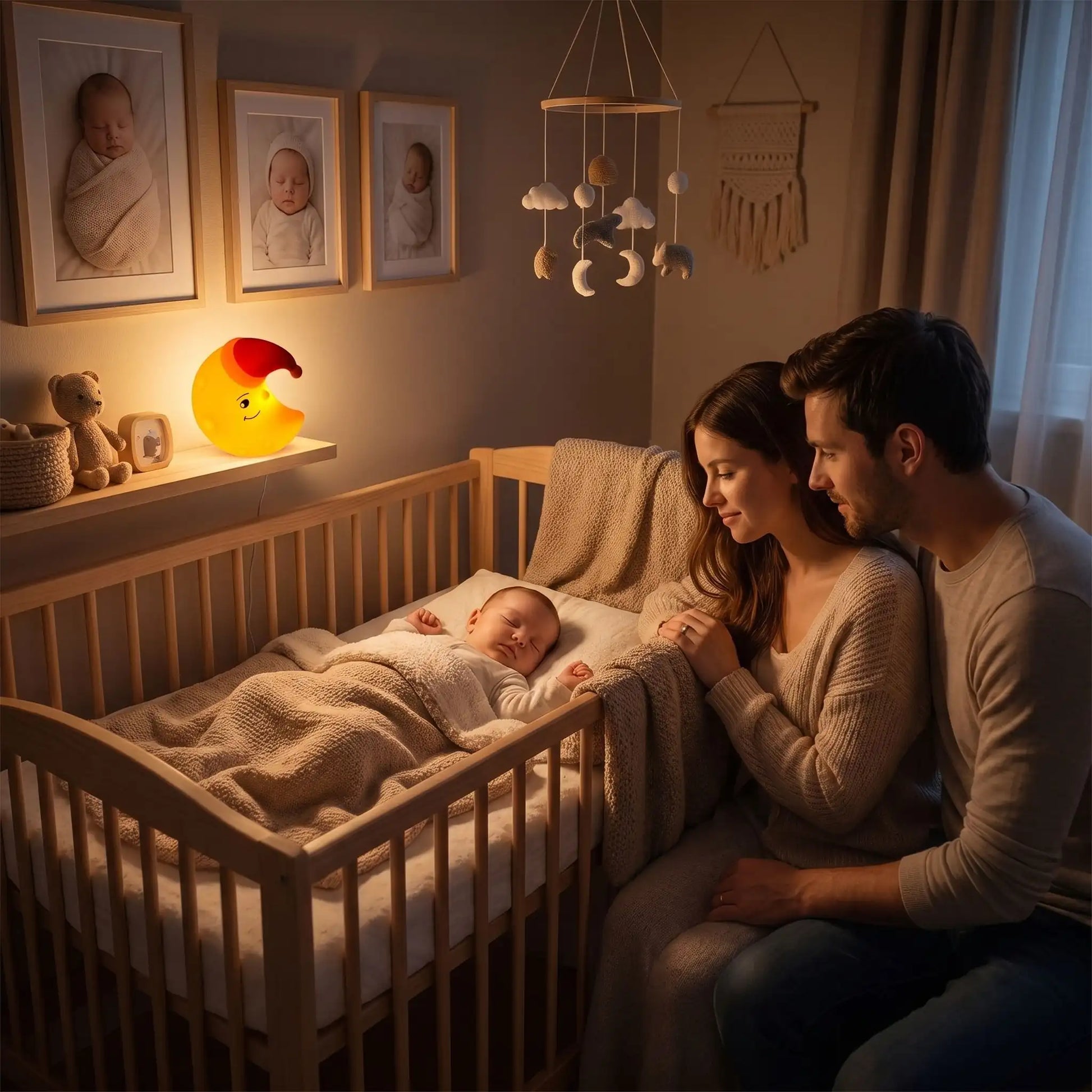 Veilleuse murale bébé lune tactile blanc réglage luminosité