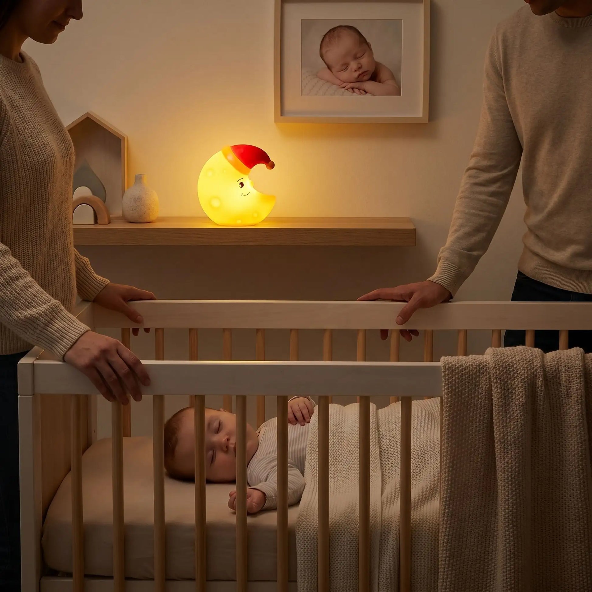 Veilleuse murale bébé lune tactile blanc silicone souple sécuritaire