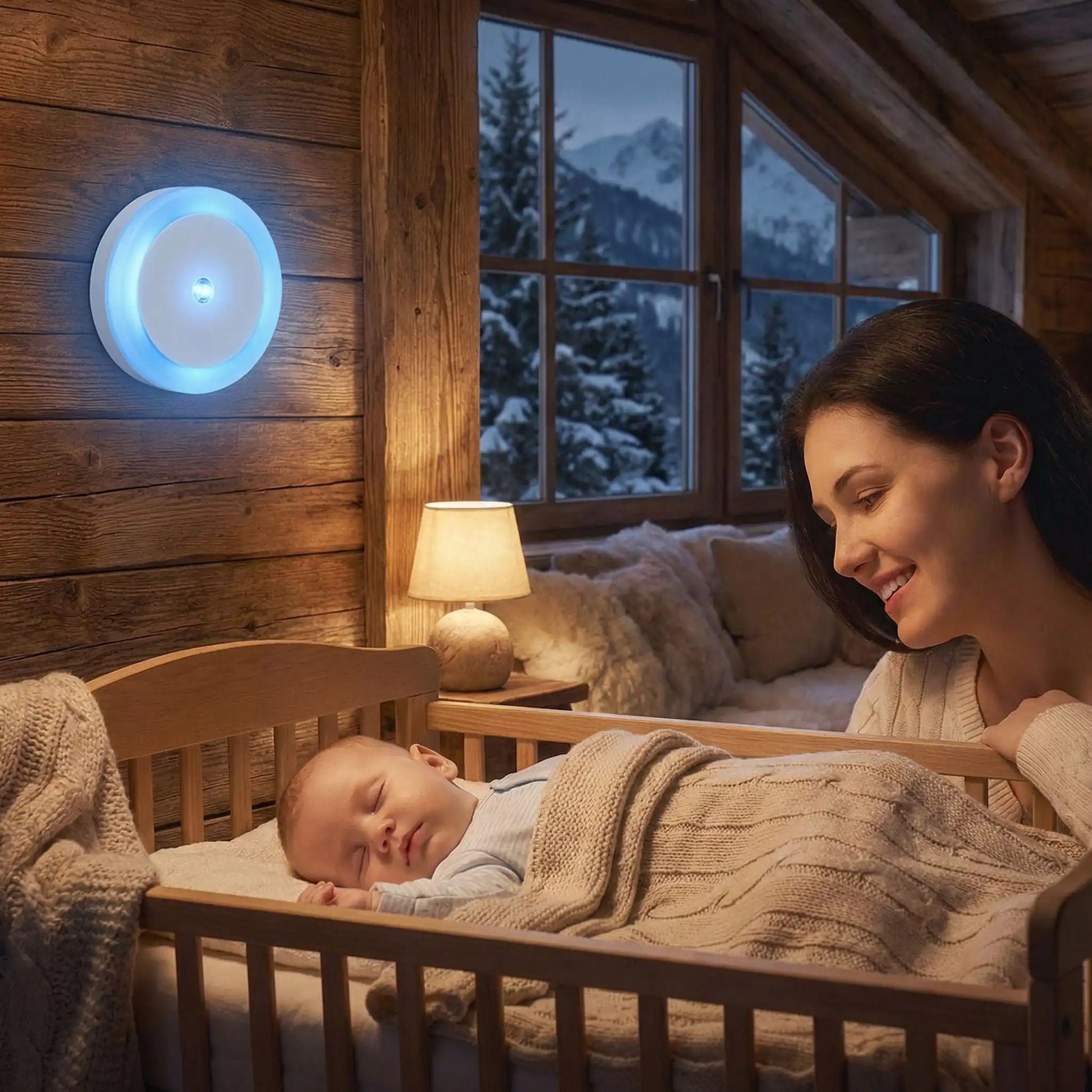 Veilleuse murale bebe rayonnante capteur intelligent bleu