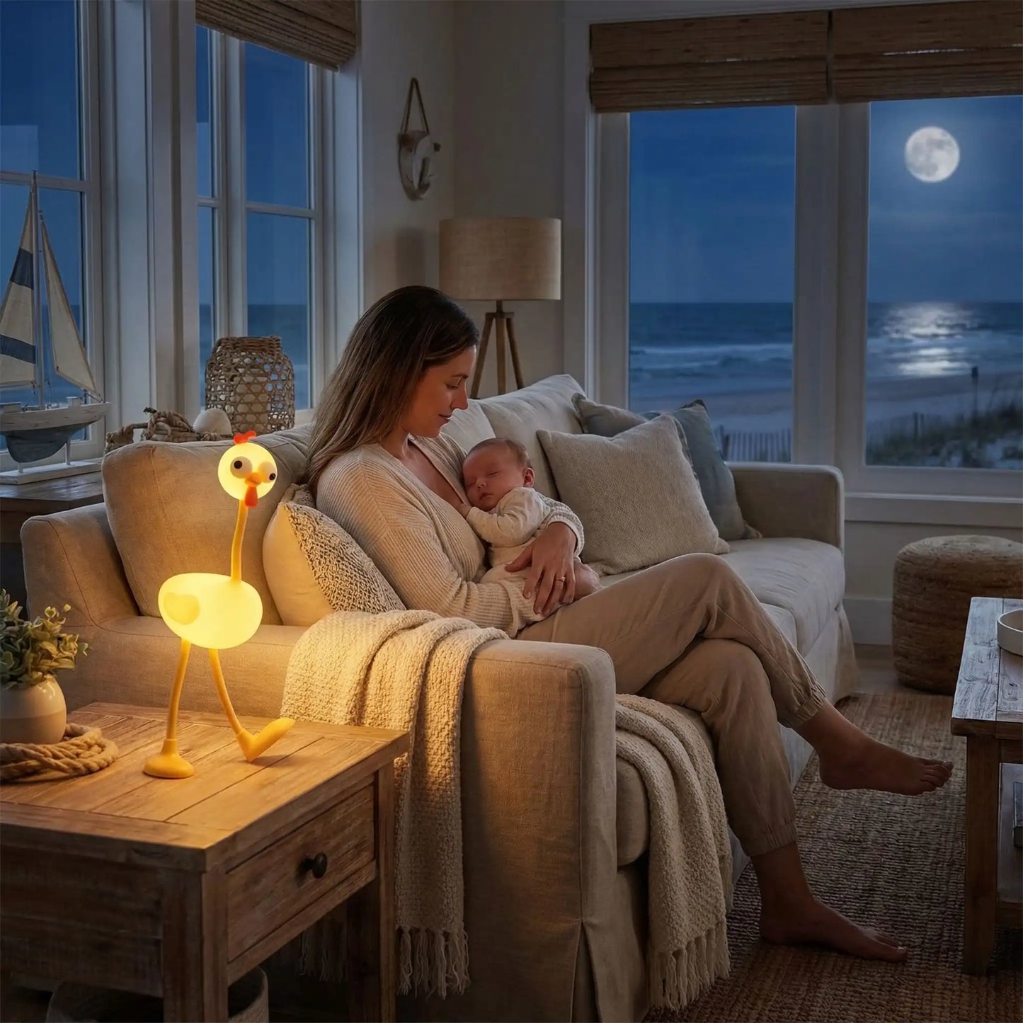 Veilleuse nouveau né poulet fun jaune réglage luminisité