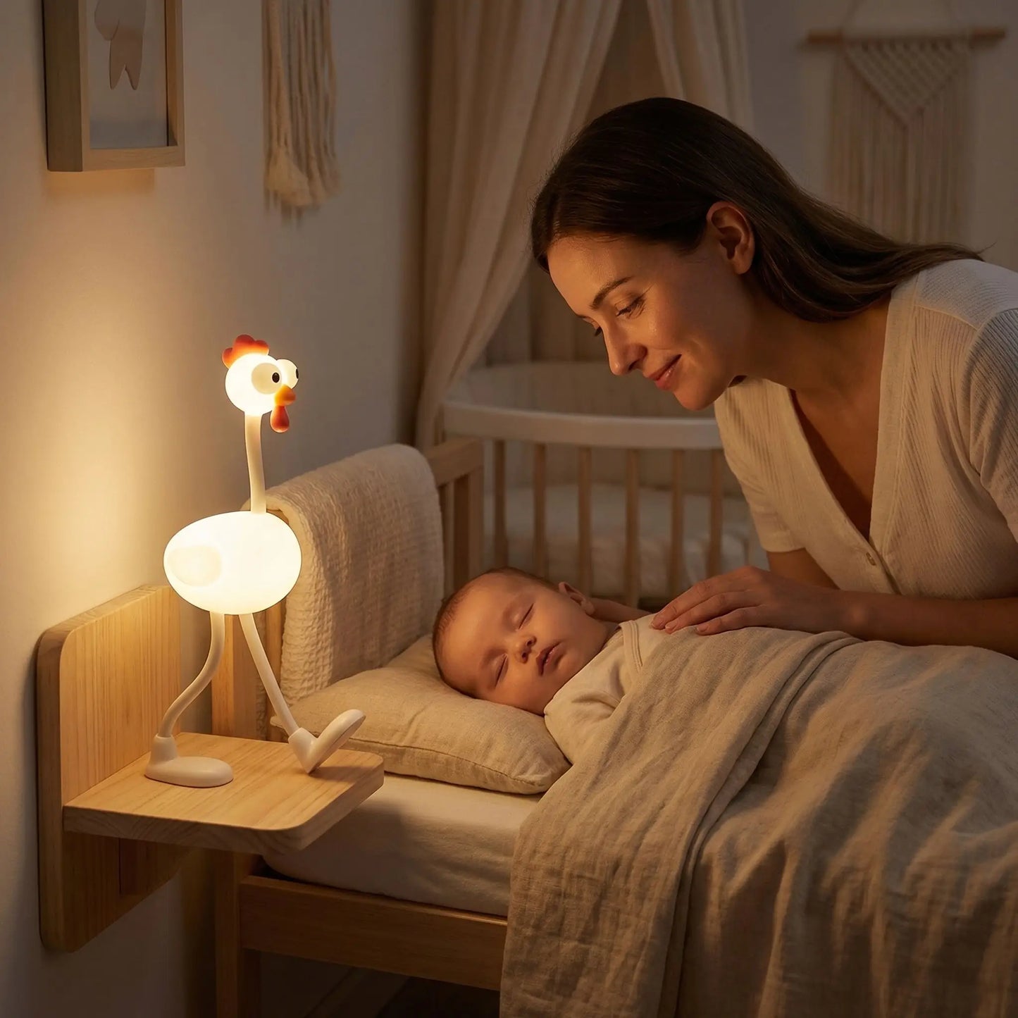 Veilleuse nouveau né poulet fun pieds articulés