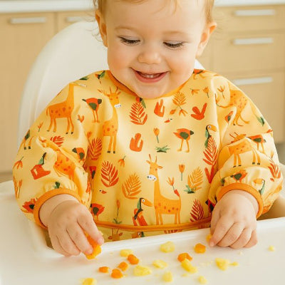 Bavoir bébé design animaux poignet élastique  bébé repas cuisine