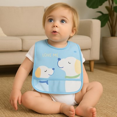 Bavoir bébé sur bébé design mignon bords relevés finitions