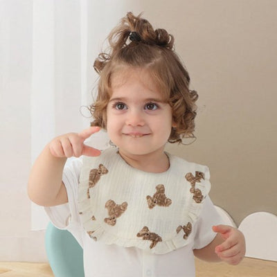 Bébé bavoir bebe fille beige motif tigre coton chambre