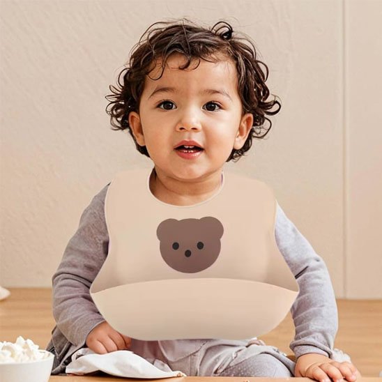 Bavoir-silicone-design-marron-securite