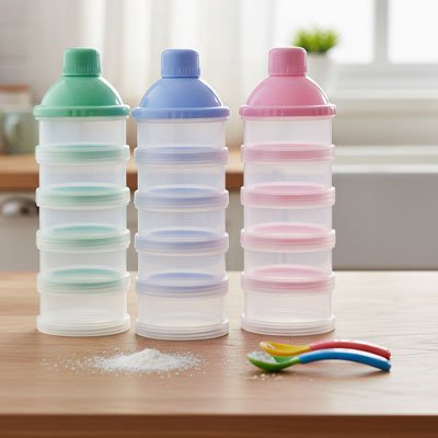 Boite doseuse lait transparente 3 couleurs
