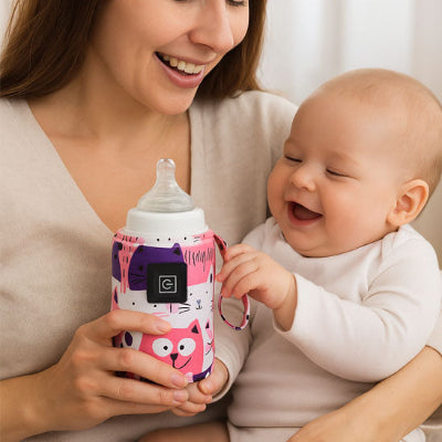 Bébé jouant chauffe biberon portable réglage température maman salon