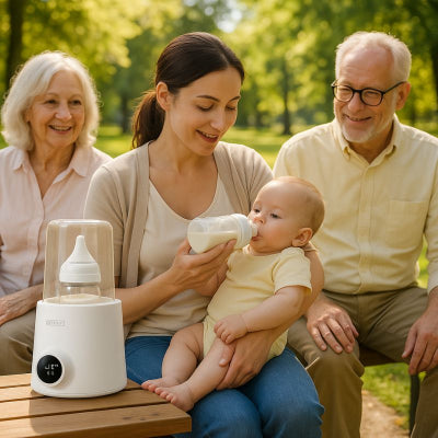 Maman bébé chauffe biberon rapide blanc toutes tailles biberons parc famille