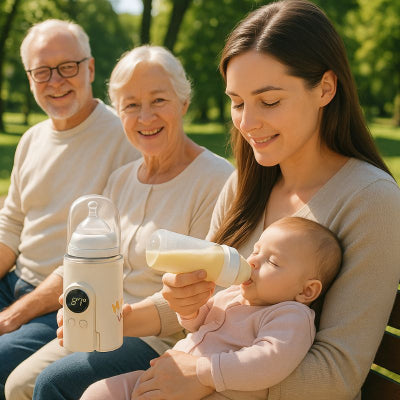 Maman bébé chauffe biberon sans fil beige contrôle intuitif parc famille