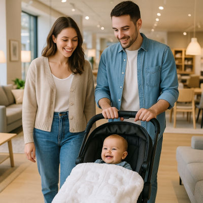 Bébé poussette couverture bebe blanc automne hiver parents magasin