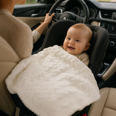 bébé voiture couverture bebe blanc design geometrique flanelle attendrissante papa