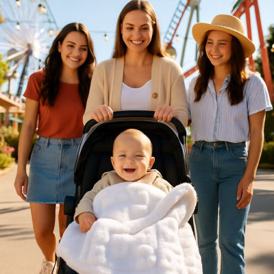 Bébé poussette couverture bebe blanc facile à laver maman amies parc attraction
