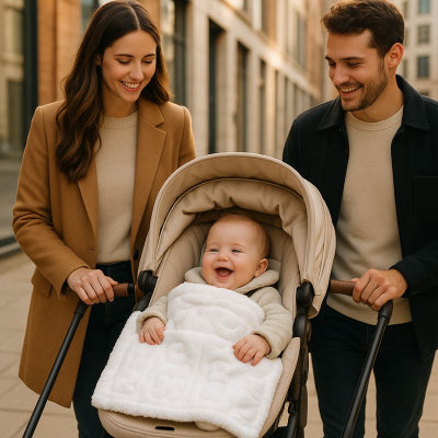 Bébé poussette couverture bebe blanc motif relief doux promenade parents ville