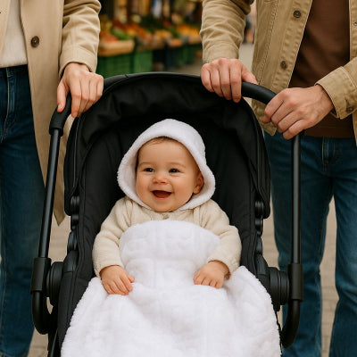 Bébé poussette couverture bebe blanc special nouveau-né parents marché ville