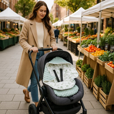 Maman promenade couverture bebe cosy vert pliable