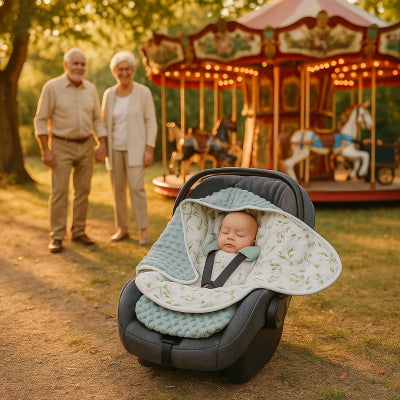 Bébé dort couverture bebe cosy vert respirante lavable grands-parents campagne