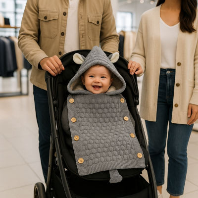 Bébé poussette couverture bebe nomade capuche grise solide parents magasin ville 