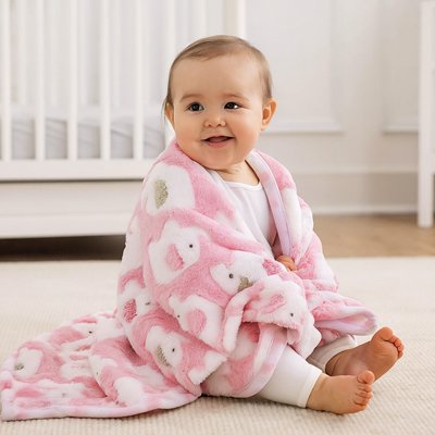 Couverture bebe nomade design rose chaleureuse