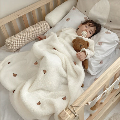 couverture bébé nounours polaire douce chambre lit
