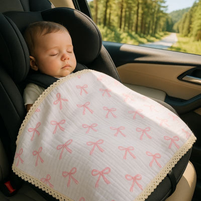 Bébé sieste arrière voiture recouvert couverture-bébé-rose-coton-douce