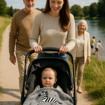 Bébé poussette couverture bébé zèbre gris coton tricoté transportable nomade enveloppante