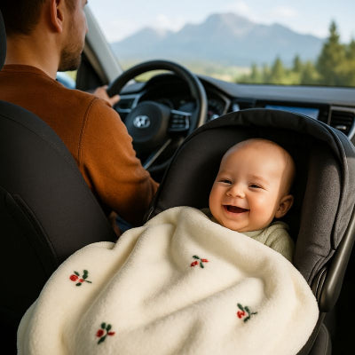 Bébé voiture couverture nomade bébé design cerise blanc transportable papa