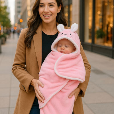 Bébé bras maman couverture nomade bébé design lapin lavable séchable promenade ville