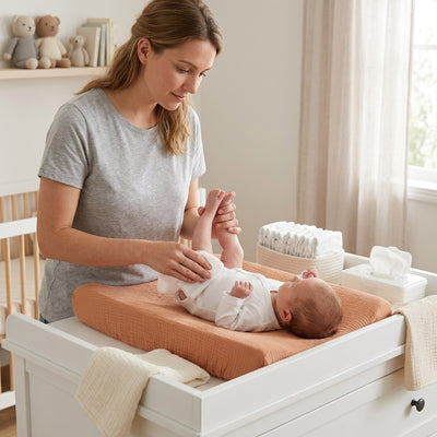 housse matelas à langer pratique marron
