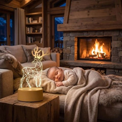 Lampe veilleuse cerf 3D sécurisée