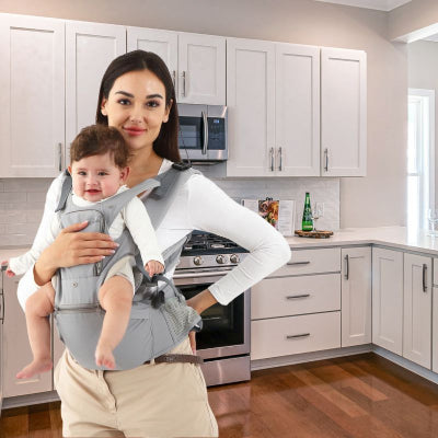 porte bebe gris tissu respirant renforce maman cuisine
