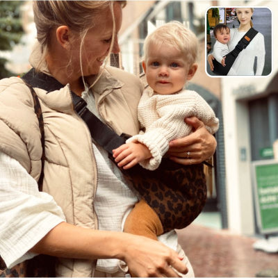 porte bebe leopard bandoulieres clips maman promenade rue