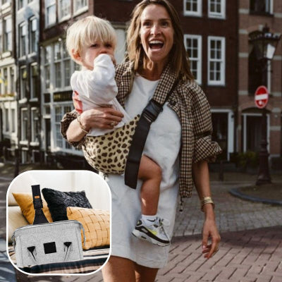 porte bebe leopard transportable maman promenade rue pietonne