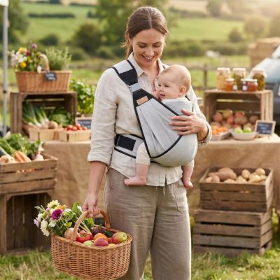 porte-bébé physiologique câlins gris transportable