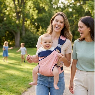 porte-bébé physiologique câlins rose confortable