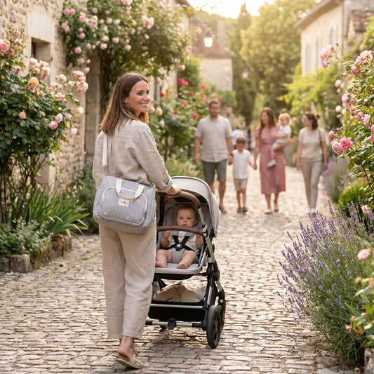 Sac a langer classe mignon beige léger multipoches