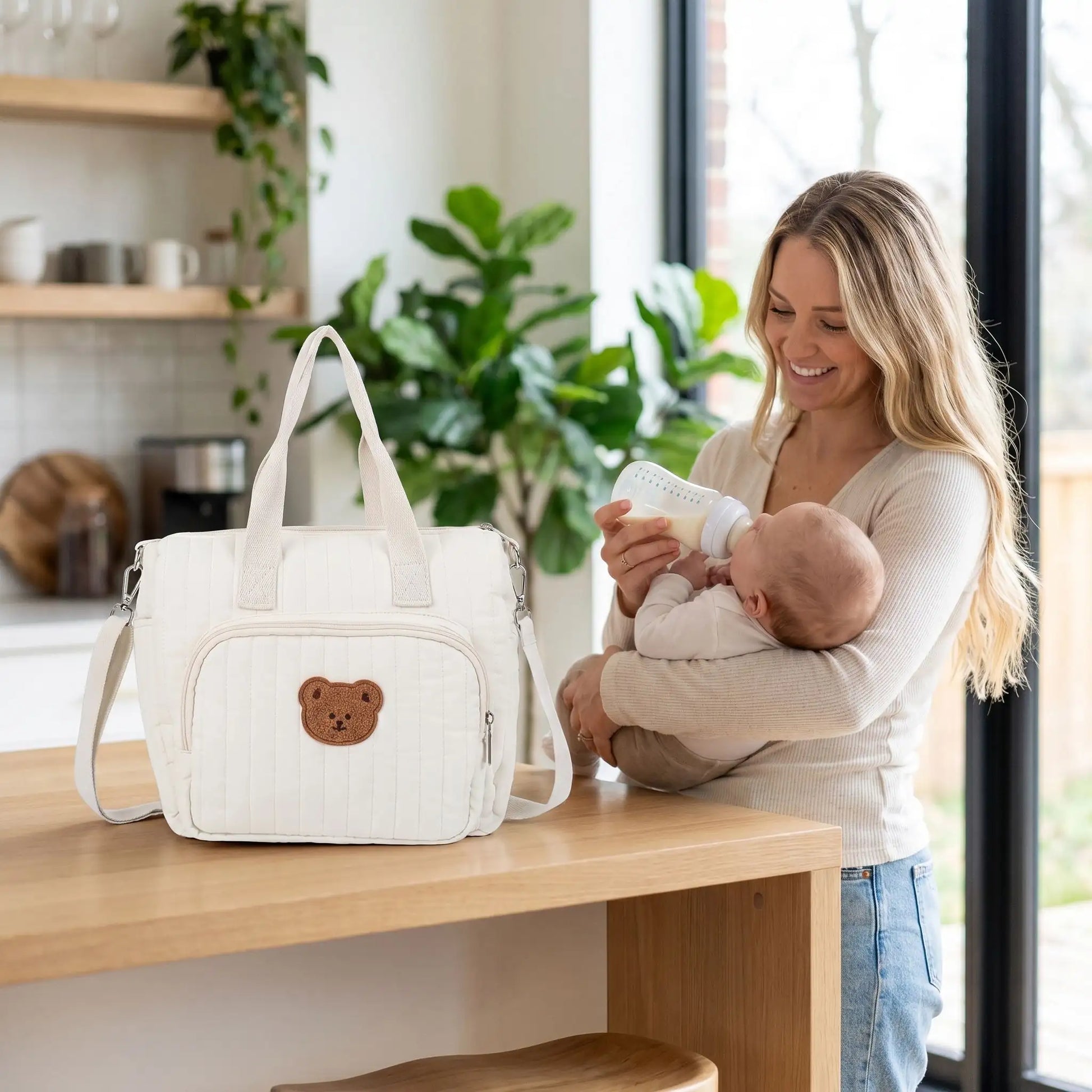 Sac a langer classe mignon tête d'ours robuste 