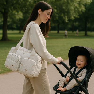 Maman poussette portant épaule sac à langer matelassé design mignon lavage facile