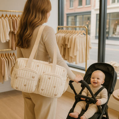 Maman poussette portant épaule sac à langer matelassé design mignon toucher doux confortable