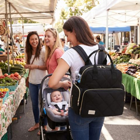 sac a langer noir luxe dos apaise nettoyage facile