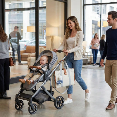 sac à langer pour poussette haut de gamme beige