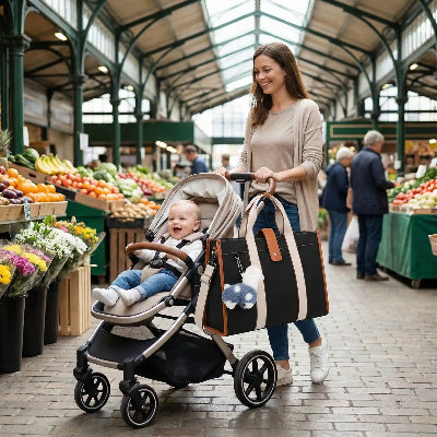 sac à langer pour poussette haut de gamme noir