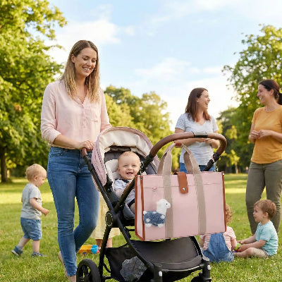 sac à langer pour poussette haut de gamme rose