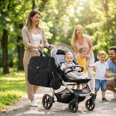 sac à langer pour poussette ultra-pratique noir
