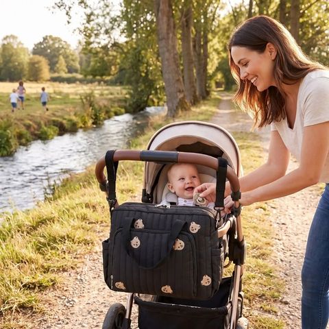 Sac à langer poussette compartiments coutures renforcées
