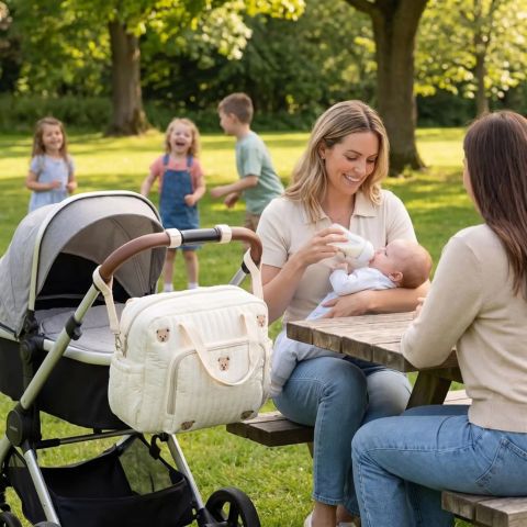 Sac à langer poussette compartiments spacieux
