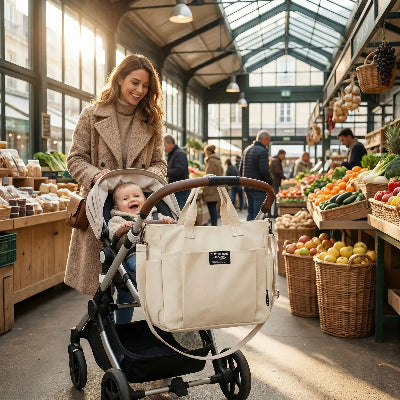 sac à langer poussette léger beige